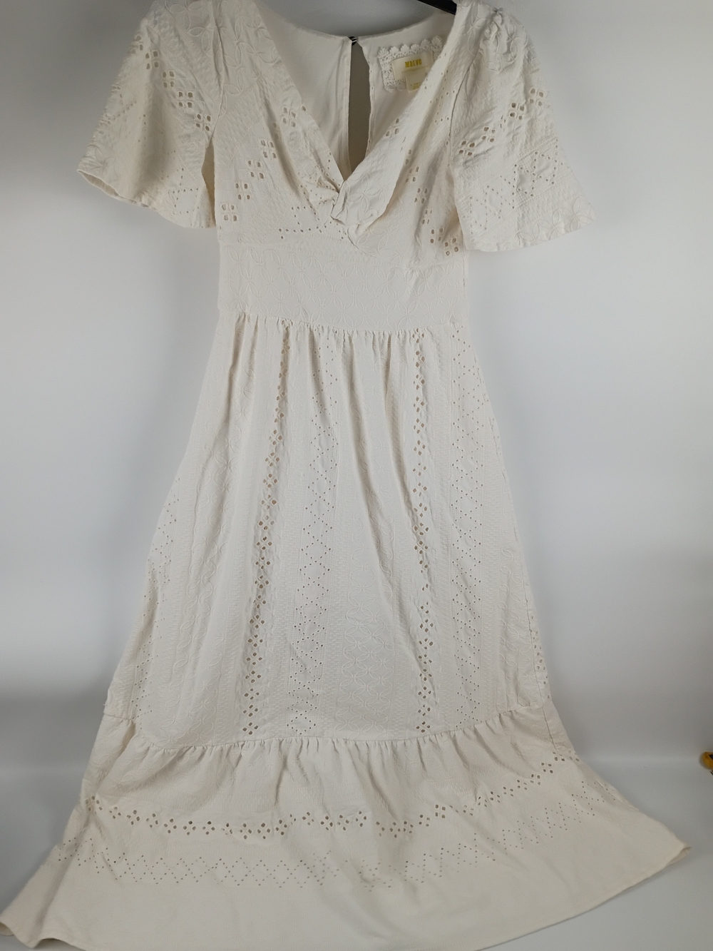 Women's Cream Eyelet Midi Dress